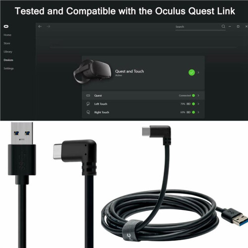 2X 10Ft USB3.1 Typ C Link Cable High Speed för  Quest Link Cable 5 Gbps Transfer