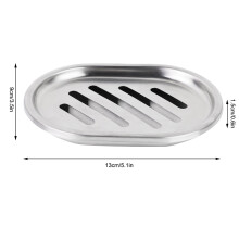 Double Layer Stainless Steel Soap Dish with Draining, 13x9x1.5cm