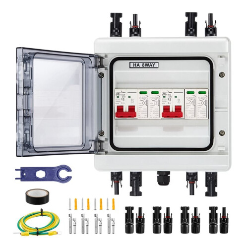 2X Solar Combiner Box with Multi-Layer Protection, Surge Protection PV 2 Input 2 Out DC40A Isolator , IP65 1