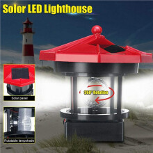 5X Solar Lawn Light Solar Led Rotating Lighthouse Outdoor Waterproof Garden Courtyard Decoration (Red)