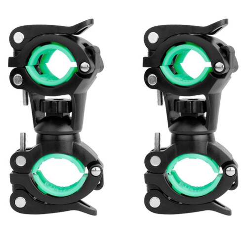2X Bicycle Light Holder, Multifunctional Rotatable Flashlight Holder, Bicycle Headlight Holder Black+Green
