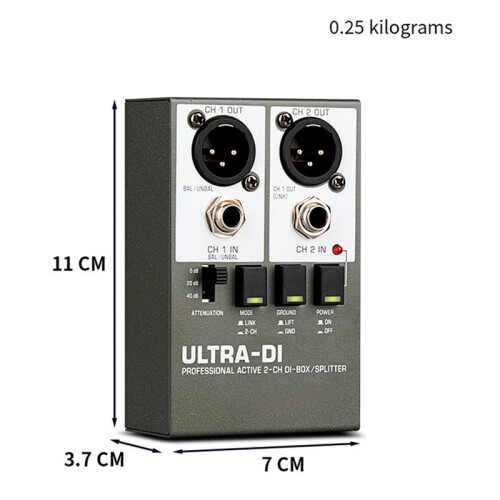 2X New DI Box Audio Active 2-Channel High Frequency Interference Guitar Instrument for Stage Audio Isolator 2