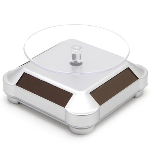 5X Rotating Display Stand 360 Degree Solar Power Rotating Turntable Display Stand Silver 1