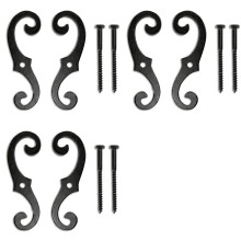 6 Sujetadores de Persiana de Hierro Fundido - Herrajes Decorativos en Forma de S - Abrazaderas Externas Resistentes A la Oxidación