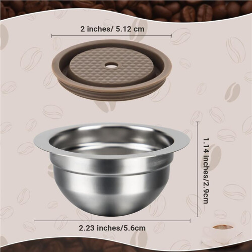 2X Reusable Capsules for  Vertuo /Vertuo Next/Vertuo , Stainless Steel Refillable Pods 80ml 2