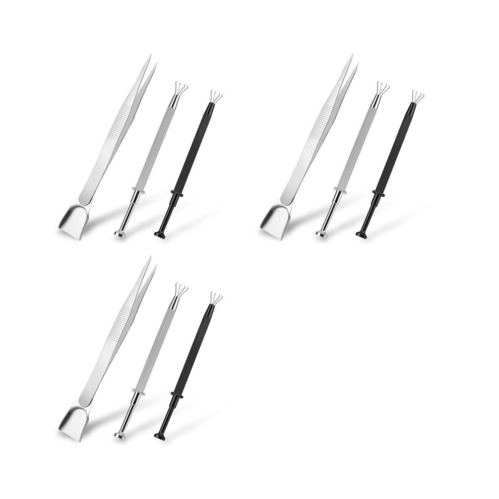 9Pcs Grabbers Tool Holder Set Jeweler's Pick Sprinkle Pen Jewelry Tweezers 4 Claw Piercing For Tiny Objects Chip 6033278844711