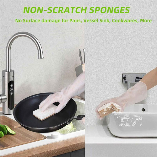 48PCS Biodegradable Compostable Cellulose Kitchen Sponges Coconut Scrubber - Eco Friendly Sponge for Dishes Cleaning