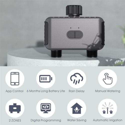 2-Zone Watering Valve with  - Garden Irrigation System Controller, Automatic Drip Sprinkler Valve 2