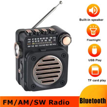 3X Draagbare FM-Radio FM AM SW-Radio-Ontvanger Ingebouwde Luidspreker Draadloze 5.0-Muziekspeler met LED-Zaklamp