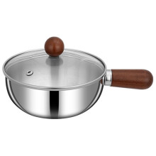 Stainless Steel Small Pot Bowl Wood Handle Multi-Function Single-Person Cooking Sauce Bowl Fruit Salad Yogurt Bowl