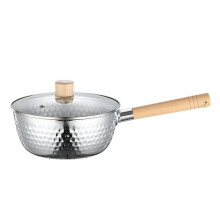 Stainless Steel Saucepan Soup Pot with and Lid Wood Handle for Home and Camping, Multipurpose Cooking Pot