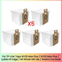 Stofzak voor Tapo RV30 Max /RV20 Max /Lydsto R1 /MiWhole M9 Lite/ Eve Rook Robotstofzuiger 5 STUKS