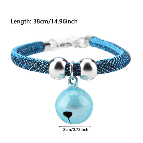 Nylon Cats Collar with Bell & Extension Chain – Adjustable Blue, 38cm 1