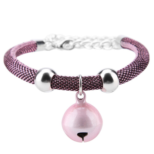 Adjustable Pink Nylon Cat Collar with Bell & Extension Chain 2