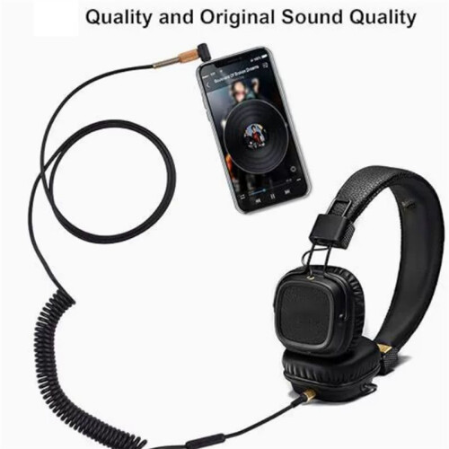 Câble Spiralé Extensible pour Écouteurs  1 Câble de Casque Pratique Noir