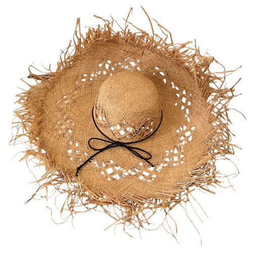 Elegant Raffia Sun Hat With Wide Brimmed And-Long thick