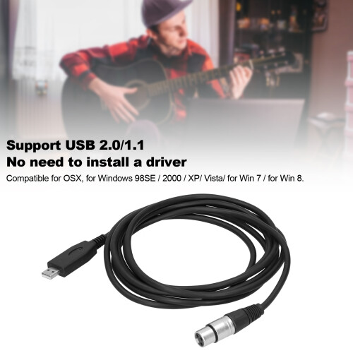 USB to XLR Female Microphone Cable 3m/9.8ft Plug & Play 2