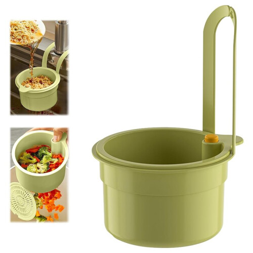 2X New Faucet Hanging Strainer,Kitchen Sink Drain Strainer,Press Automatic Dumping Kitchen Draining Basket Green 2