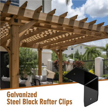 24 Pezzi di Clip per Travi per Ferramenta per Pergola Nera, Staffe per Travi per Pergola In Legno, Trave In Legno, Travetto del Soffitto A