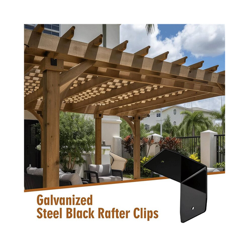 24 Pcs Black Pergola Hardware Rafter Clips Rafter Brackets For Lumber Pergola, Timber Ceiling Joist A 6032150377194
