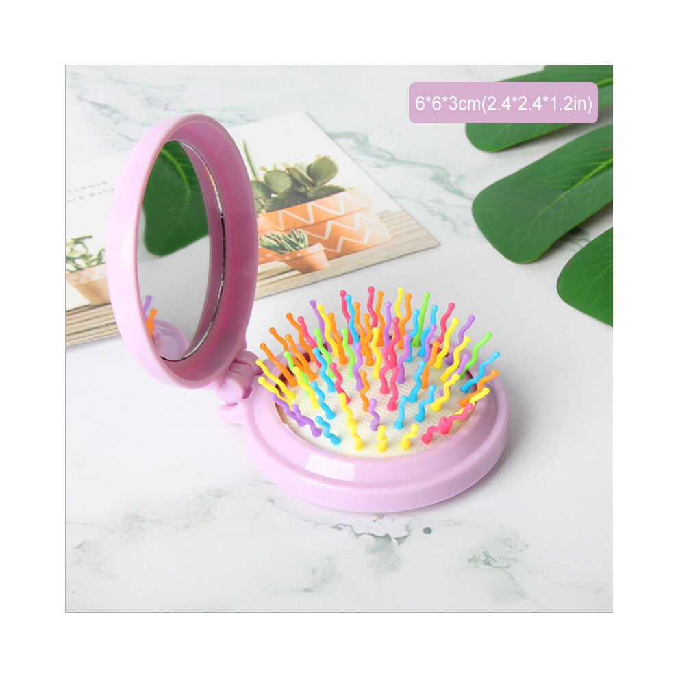 Roc-Electron (B) Travel Mirror Hair Brush For Women - Compact & Cushioned