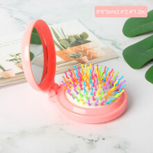 (A) Travel Mirror Hair Brush for Women - Compact & Cushioned