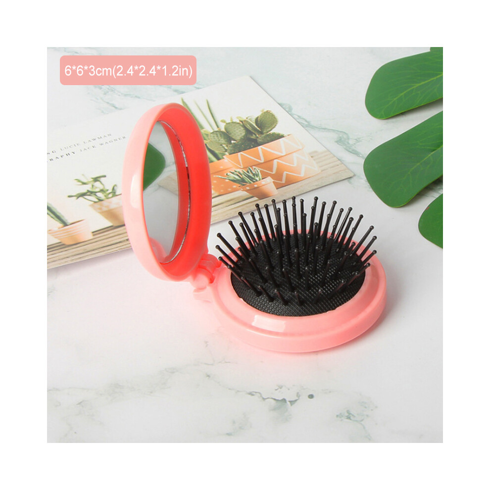 Roc-Electron (D) Travel Mirror Hair Brush For Women - Compact & Cushioned