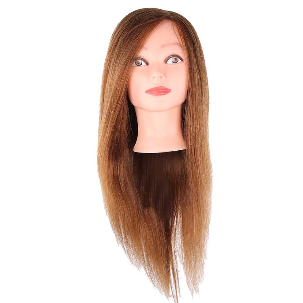 Unisex Brown Hairdressing Practice Head Real Human Hair