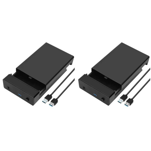 2X External HDD Case 2.5/3.5 Inch SSD External Hard Drive Box Enclosure  to USB 3.0 Hard Disk Case Adapter US Plug