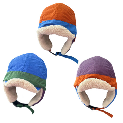 Warm Ear Flap Hat with Color Blocking Design Outdoor-Orange 1
