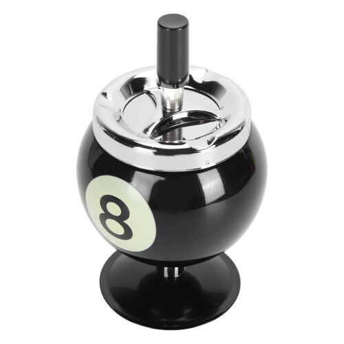 Windproof Billiard Ashtray with Lid, 9.5cm, Decoration Black