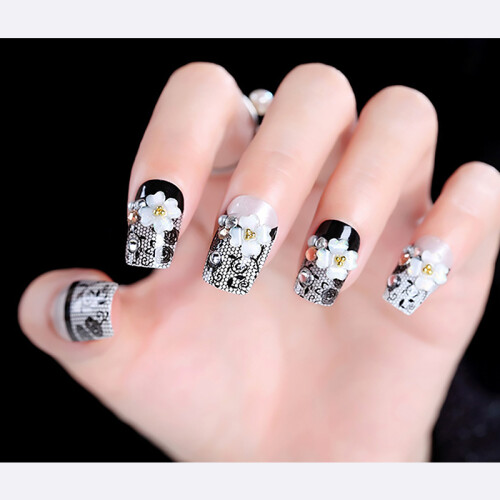 24PCS French Wedding 3D Acrylic Nail Tips 1