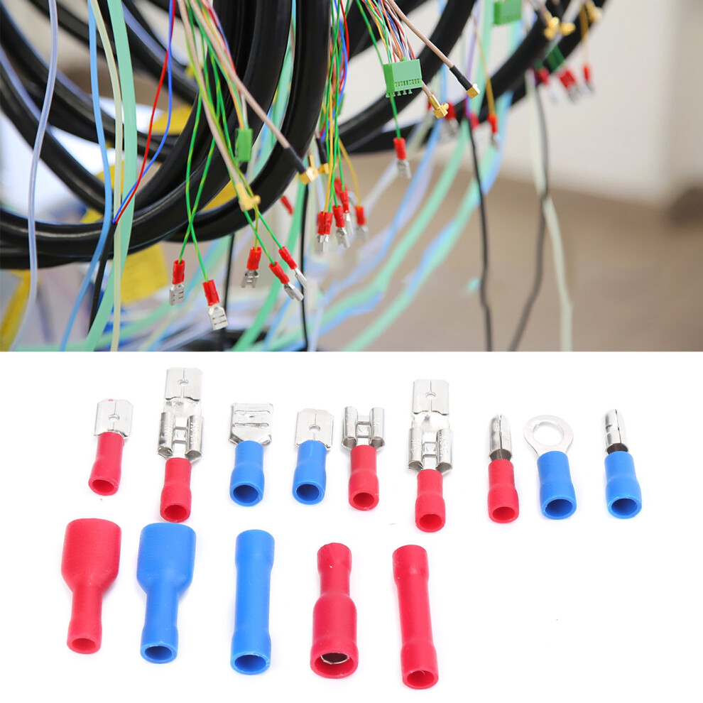 200Pcs Insulated Wire Crimp Connectors Kit Ring Coldpressed Electrical Set 9471391140032