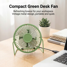 (4 inch green) 4\" USB Mini Metal Desk Fan - Office Cooling