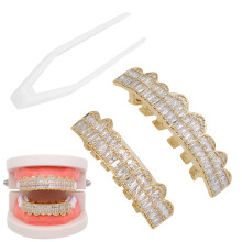 Gold Plated Brass Hip Hop Fake Teeth Halloween Costume Teeth Decoration (Model XHYT1120)