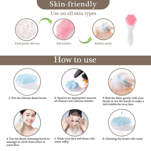 (Pink) Soft Silicone Cat Claw Face Brush for Cleansing 1