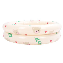 Aufblasbarer Gartenpool für Kinder Beige Bär 87cm Durchmesser 26cm Höhe