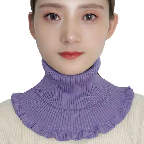 (Light Purple) Warm Knit Turtleneck Mock Collar