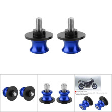 High Quality CNC 6mm Swingarm Bobbins in Blue for Bike Stability & Protection