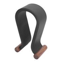 Walnut Headphone Stand with Anti Slip PU Leather for Studio DJ Gaming