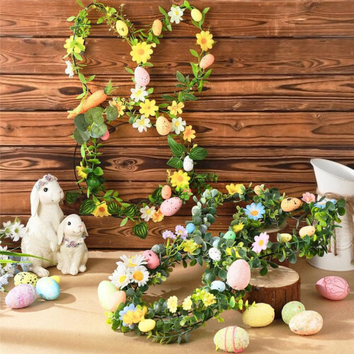 Metal Frame Linear Easter Flower Garden Tinsel Easter DIY  Holiday Hanging Ornaments 2