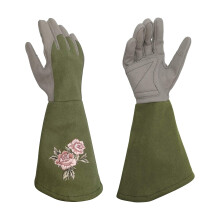 (Light Green, L) Floral Print Women\'s Safety Gardening Gloves