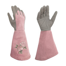 (Light Pink, M) Floral Print Women\'s Safety Gardening Gloves