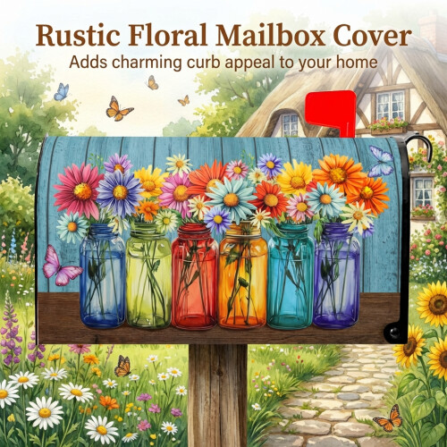 (7) Waterproof Floral Magnetic Mailbox Cover 1