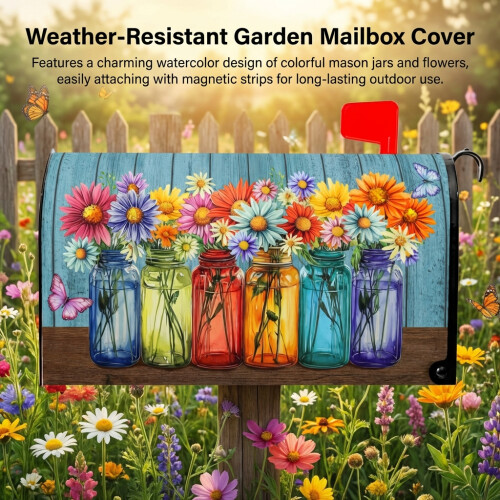 (7) Waterproof Floral Magnetic Mailbox Cover 2