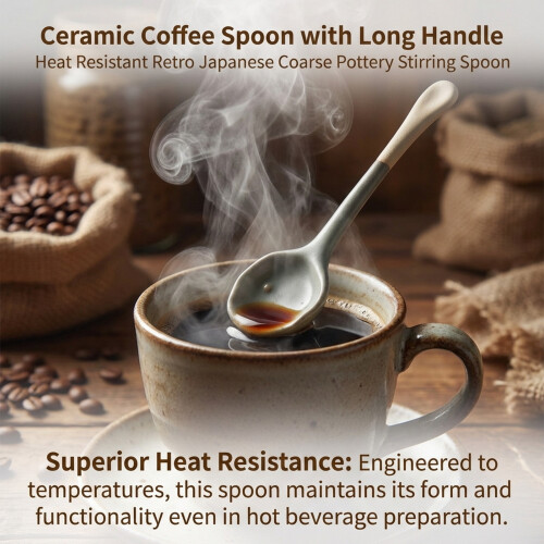 (Green) Heat-Resistant Ceramic Coffee Spoon - 50 Char 1