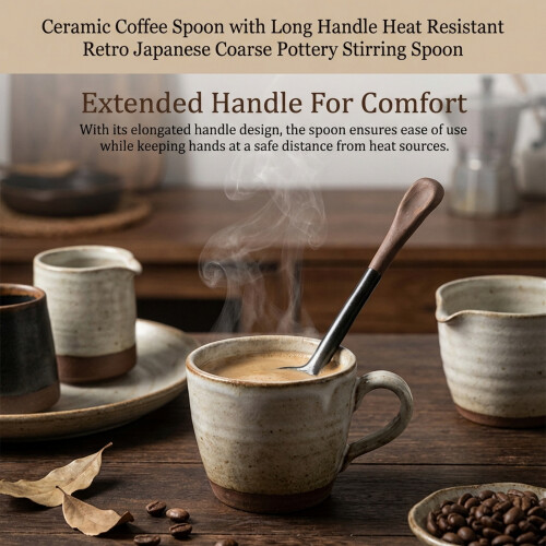 (Black) Heat-Resistant Ceramic Coffee Spoon - 50 Char 2