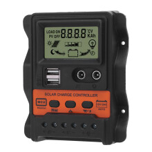 60A PWM Solar-Laderegler mit Doppel-USB-Anschlüssen, 12V/24V, Orange
