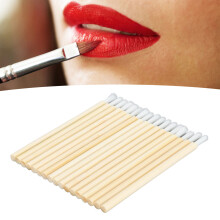 100pcs Disposable Bamboo Lip Brush Nylon Fiber Portable Lipstick Applicator