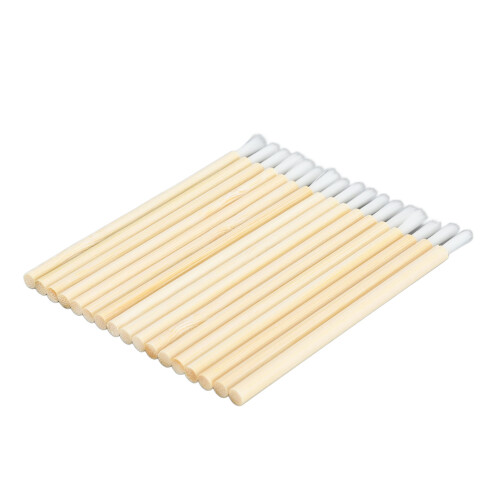 100pcs Disposable Lip Brush Nylon Fiber Bamboo Handle Portable Makeup Applicator 2